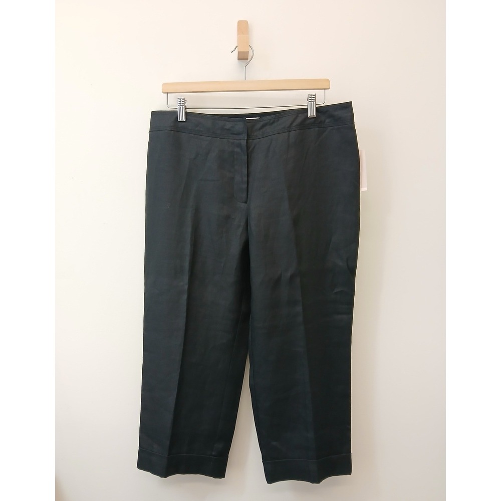 Liz Claiborne Villager Raime Crop Trousers Women 14 Black Cuffed Pants Pockets